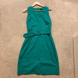 J. Crew Green Belted Woolen Sheath Dress, Size 10